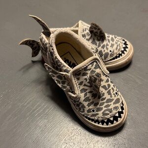 VANS Leopard Print Kids Shoes with Shark Design
